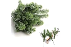 BUENTYA 30 stücke Künstliche Tannenzweige 28cm Gefälschte Tannengrün mit 3 Trieben Kiefernnadel Weihnachtszweige DIY Kiefernzweige Kunsttanne Handwerk Kranz für Girlandenkranz Weihnachtsdeko