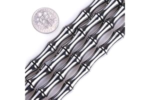 HAAMIIQII 30pcs 8x12mm natürliche schwarze Hämatit Lose Edelstein Perlen Bambus Form Abstandsstein Perlen für Schmuck Herstellung DIY Armband Halskette