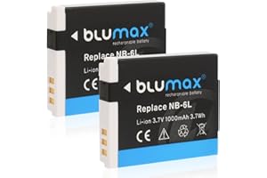 Blumax 2X Akku für Canon NB-6L 1000mAh | kompatibel mit Canon PowerShot D30 SX170 SX240 SX260 SX270 SX280 SX500 SX510 SX520 SX530 SX540 SX600 SX610 SX700 SX710 S90 S95 S120 S20