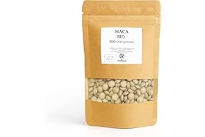 ERBOTECH, 200 Compresse Maca Peruviana BIO, Capsule Ricche di Fonte Minerali, Vit B, Vit C, Vit E, Senza Glutine, Adatto a Vegetariani e Vegan, 100 g