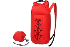 Desoto 20L Waterproof Dry Bag - Roll Top Dry Sack Waterproof Backpack with Shoulder Straps for Kayaking Rafting Boating Hiking Camping Riding and Fishing (Red)