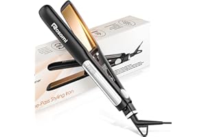 Rosami Piastra per Capelli 2 in 1 al Titanio, Ionica e Ultra Lucente, Riscaldamento Rapido 20s, Display LCD, Per Lisciare, Arricciare e Onde Perfette