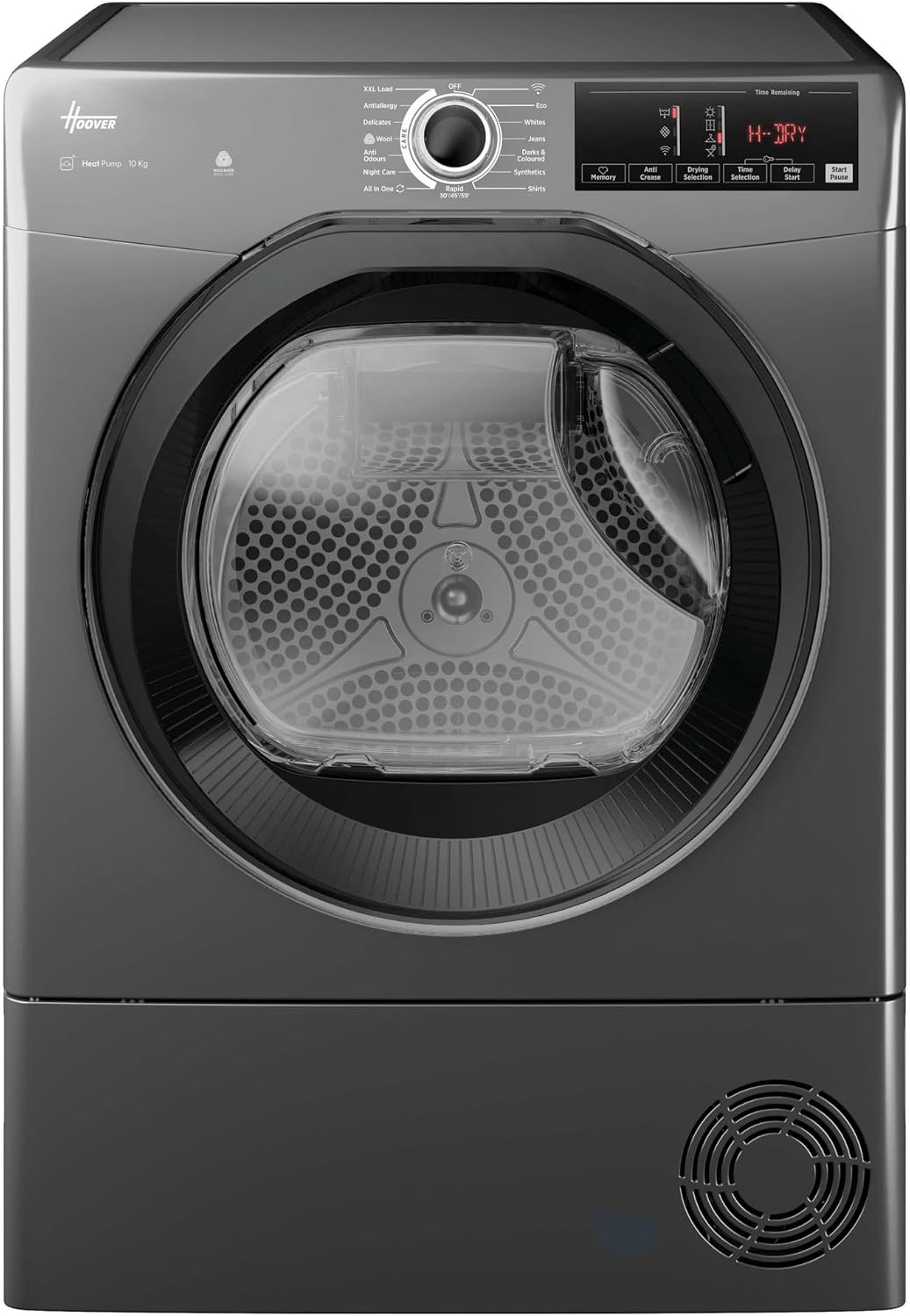 Hoover H-DRY 350 HRE H10N2TBER-80 Heat Pump Tumble Dryer, 10kg, Graphite, A++ Energy Class