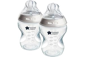 Tommee Tippee-Babyflaschen, Natural Start Anti-Kolik-Flasche, 260ml, brustähnlicher Sauger, Anti-Kolikventil, selbst steril., Zubehör, 2er-Pack