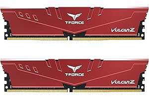 TEAMGROUP T-Force Vulcan Z DDR4 32GB Kit (2x16GB) 3600MHz (PC4 28800) CL18 Desktop Arbeitsspeicher RAM TLZRD432G3600HC18JDC01 - Rot