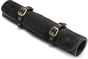 Angus Stoke Sam Sac à Couteaux en Cuir véritable pour Couteaux de Chef, Grand Sac à Couteaux, verrouillable, Sac de Cuisine Sam
