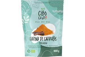 CIBO CRUDO CRUDO BIOLOGICO VEGAN Farina di Carrube Bio e Cruda - 1Kg. Farina di Semi di Carrube Alimentare. Farina di Carrube per Gelato in Polvere. Polvere di Carrube Alimentare. Raw Organic Carob Powder.