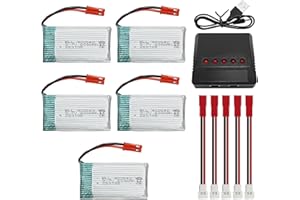 BLLRC 5PCS 3.7V 800mah Batteria al litio con caricatore bilanciato 5-in-1 per MJX X400 X400W X800 X300C Sky Viper S670 V950HD V950str s1750 V2450 HS110 HS200 HS200W HS110W Drone RC Helicopter Battery