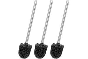 Novel Solutions Innoteck Essentials 3-Pack Toilet Replacment with Black Head. Individually Changeable Brush with Strong Dense Bristles and Stainless Steel Handles, One Size