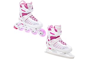 RAVEN 2in1 Pattini da ghiaccio Pattini in linea per bambini ragazze regolabili