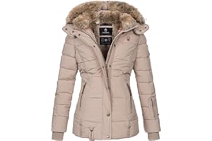 MARIKOO warme Damen Winter Jacke Winterjacke Steppjacke gefüttert Kunstfell B658