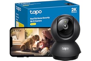Tapo 2K(3MP) Caméra Surveillance WiFi intérieure 360° C211, Vision Nocturne, Notifications en Temps réel, Détection de Personne, Suivi de Mouvement, Télécommande, Compatible avec Alexa, Noir
