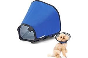 MHAUSTLIE Collar para Perro,Collar Protector contra Lamidas para Perro,Collar Isabelino,Collar Ajustable para Perro en Recuperación Después de Cirugía,Prevención de Heridas por Mordeduras y Lamidas(S,Azul)