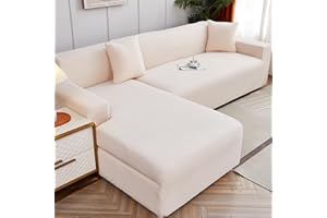‎WULTNICEW WULTNICEW Sofabezug Sofaschoner Sofa Überzug 3 Sitzer, Stretch SofaÜberwurfe Pets Dog Couch überzug Sofaschutz, Ecksofa für L Form Erfordert Zwei Couchbezug(3SITZER, Beige)