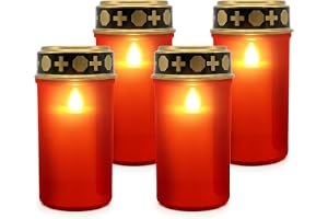 Relaxdays LED-gravljus, 4-pack, fladdrande låga, batteridrivna, röda