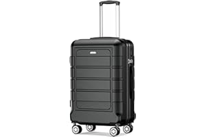 SHOWKOO Valigia Trolley Espandibile Ultra Leggero ABS+PC Durevole Valige Trolley da Viaggio con Chiusura TSA e 4 Ruote Doppie