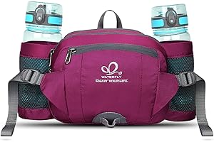 WATERFLY Sac banane avec porte-bouteille, sangle réglable, sac banane pour entraînement de chien, poche pour téléphone portable, sac banane étanche pour randonnée, voyage, camping