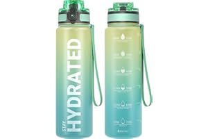 Sahara Sailor Botella de agua motivacional de 500 ml/750 ml/1000 ml, botella de bebidas deportivas con tapa para beber y cerrar, a prueba de fugas, sin BPA, para gimnasio, escuela, ciclismo (1