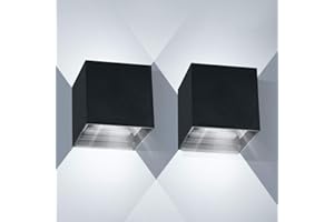 LEDMO 12W Aplique Exterior Pared 6000K Blanco Frío Aplique de Pared Ángulo de haz Ajustable Aplique Pared Interior LED Impermeable IP65