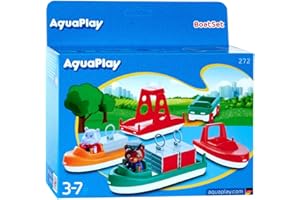 AquaPlay - BoatSet - Zubehör für AquaPlay Wasserbahnen oder für die Badewanne, 4 Booten, 1 Amphi-Lorry und BO und Wilma, für Kinder ab 3 Jahren 8700000272 Bunt