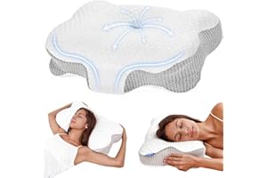 Dozion Nackenkissen Kopfkissen Memory Foam Kissen, Ergonomisches Kopfkissen Seitenschläferkissen,Halswirbelkissen Stützendes Nackenkissen Schlaf Kissen Pillow für Seiten Rücken & Bauchschläfer(1 Pcs)