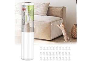 CORKAS Protezione Divano Graffi Gatto, Antigraffio Gatto Divano, Protezione Antigraffio Porte Cani, Proteggi Divano Gatti Graffi, Autoadesive Trasparente PVC per Divano/Porte/Muro(30CM*3M)