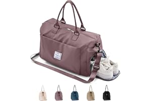 BOXSAM Sporttasche & Reisetasche für Damen und Herren, Tasche für Sport Fitness mit Schuhfach Nassfach, Sport Travel Bag Weekender mit Trolleyhülle, Wasserdicht Trainingstasche Gym Bag Lila