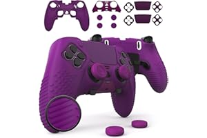 FOAMY LIZARD Eclipse Color Mod Grip Set for Playstation 5 Edge Controller, Matching Anti-Slip/Sweat Silicone Grip Skin Cover Shell, Matte Faceplate, Vinyl Stickers & 4 Pack PS5 Thumbstick Caps (Phantom Purple)
