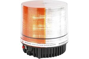 ROUTEKING Wireless Rotating Beacon Orange Battery Led Strobe Warning Light Roof Top Plow Hazard Flash Emergency Mail Lights 12 V with Magnetic Base Mount and Rechargeable Plug (Amber/White)