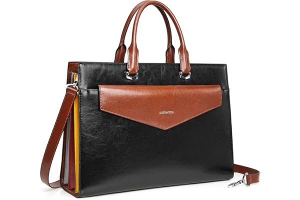 Bostanten Femmes Sac Serviette en Cuir Véritable 15.6" Sac Ordinateur Portable Dames Mallette Sacs Business Messager Sac a Main Grande Capacité