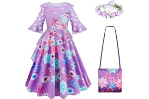 Foierp Mirabel Encanto Vestito per Ragazze Isabela Principessa Madrigal Cosplay Costume Halloween Carnevale Compleanno Party Travestimenti