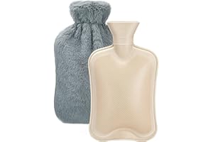 DAWDIX Hot Water Bottle with Cover, 2L Large Capacity, Premium Natural Rubber Hot Water Bag, Soft Fleece Cover - Helps Provide Warmth and Pain Relief, Great Ideal for Parents, Children,1Pcs