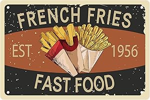 CREATCABIN Plaque en Étain avec Frites en Métal Vintage Funny Sign Plaque Poster Art Mural pour la Maison, Le Café, Le Restaurant, Le Bar, 8 x 12,(5) cm