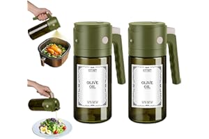 hoforife 2 PCS 18oz/551ml Glass Olive Oil Spray Bottle, 2 In 1 Olive Oil Dispenser for Cooking, Kitchen Gadgets for Air Fryer (Light Blockage)