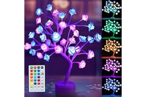 LEDIDO Color Changing Rose Tree Table Lamp, Multicolor Lighted Rose Trees with Remote, 36 LED Rose Trees Colorful Flower Tree Lamp, Gift for Girls Lady Birthday Wedding Party Christmas Valentine’s Day Decor