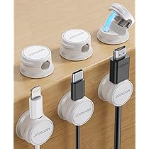 Fermacavi Magnetici Per Scrivania - 6 Pezzi, Organizzatore Cavi Autoadesivo Con Clip, Per USB E Alimentazione