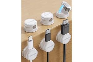 JOYROOM 6 sztuk uchwytów na kabel, magnetyczne klipsy do kabli, samoprzylepne, na biurko, stolik nocny, do ładowania, HDMI, USB, audio, biały