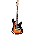 JUAREZ JRZ-ST01, 6 Strings Linden Wood Electric Guitar, Right Handed with Bag/Case, 2 x Picks (3TS Sunburst, 38 Inches)
