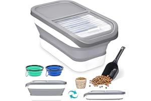 KIMIGO Conteneur Croquettes Chien,Boite a Croquette pour Chien,Seau de Stockage Pliable Container avec Cuillère Tasse à Mesurer pour Nourriture et Friandises Animaux.