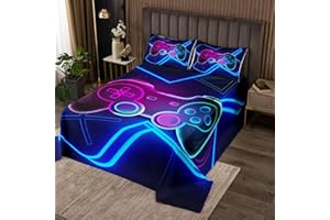 LOUSSIESD Gamepad - Juego de Colcha niños niños,de Videojuegos,Colorido Moderno,de habitación,2 Unidades,Individual,Cremallera