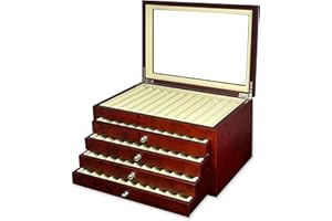 MAESTRORELOJERO MR Maestro Relojero - Scatola Portapenne con vetrina per 56 penne in legno Noce | Espositore penne stilografiche | Portapenne da esposizione | Raccoglitore collezioni | Ciliegia, legno