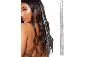 AUXHCYL 700 pasemek do włosów, błyszczące pasemka do włosów, błyszczące pasemka do włosów, błyszczące pasemka do włosów, srebrne, sztuczne włosy do wplatania, dla kobiet i dziewcząt