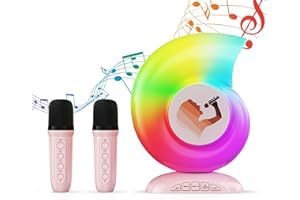 ADAMANTITE Karaoke Microphones for Kids and Adults,Conch Portable Kids Microphone-Bluetooth Speaker with 2 Microphones, Home Party Karaoke Speaker,Gaming speaker,night lights,Birthday Gift (Light Pink)