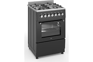 Ferre F6TS40E7-IBL-W 60cm Freestanding Dual Fuel Cooker, Wok Burner and Turbo Fan