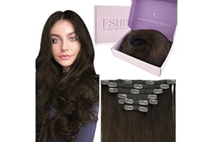 Fshine Extension Clip Capelli Veri 120g 50cm 7pcs Extension Remy Clip Castano Scuro Real Hair Extensions Double Weft in Human Hair Seamless Capelli Umani Lisci 2