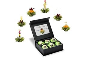 Creano Coffret Cadeau avec Fleurs de Thé dans Une Boîte Magnétique - Thé Vert - 6 Fleurs de Thé avec 6 Sortes différentes