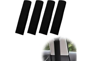 wilcractk 4 Protector Cinturón Coche, Funda Almohadillas Negro, De Hielo Suave, Acolchadas y Extra Largas, Para Evitar Rozaduras, Uso Cómodo en Verano e Invierno, Adultos y Niños
