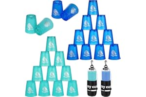 yeesport 24 Pcs Sport Stacking Cups, Sport Training Game for Challenge Competition, Plastic Stacking Cups, Classic Family Game for Kids and Adults, Blue+Green