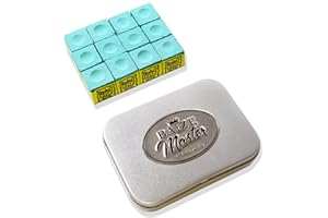 BAIZE MASTER 12 x Tweeten Green Triangle King Pool And Snooker Chalk - Quality Hinged Metal Chalk Storage Tin - the World's Most Popular Snooker and Pool Cue Chalk - also known as King Chalk!