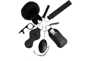 QINER Safety Keychain Women, Self Defense Keychain Set with Personal Alarms, 9 PCS Safety Alarm Keychain Safety Protection Devices for Girl Kids Children Elderly Student Walker